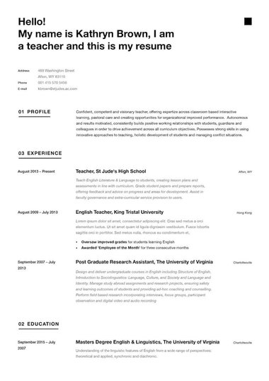 Szablony cv z jedną kolumną szblon CV Minimalist